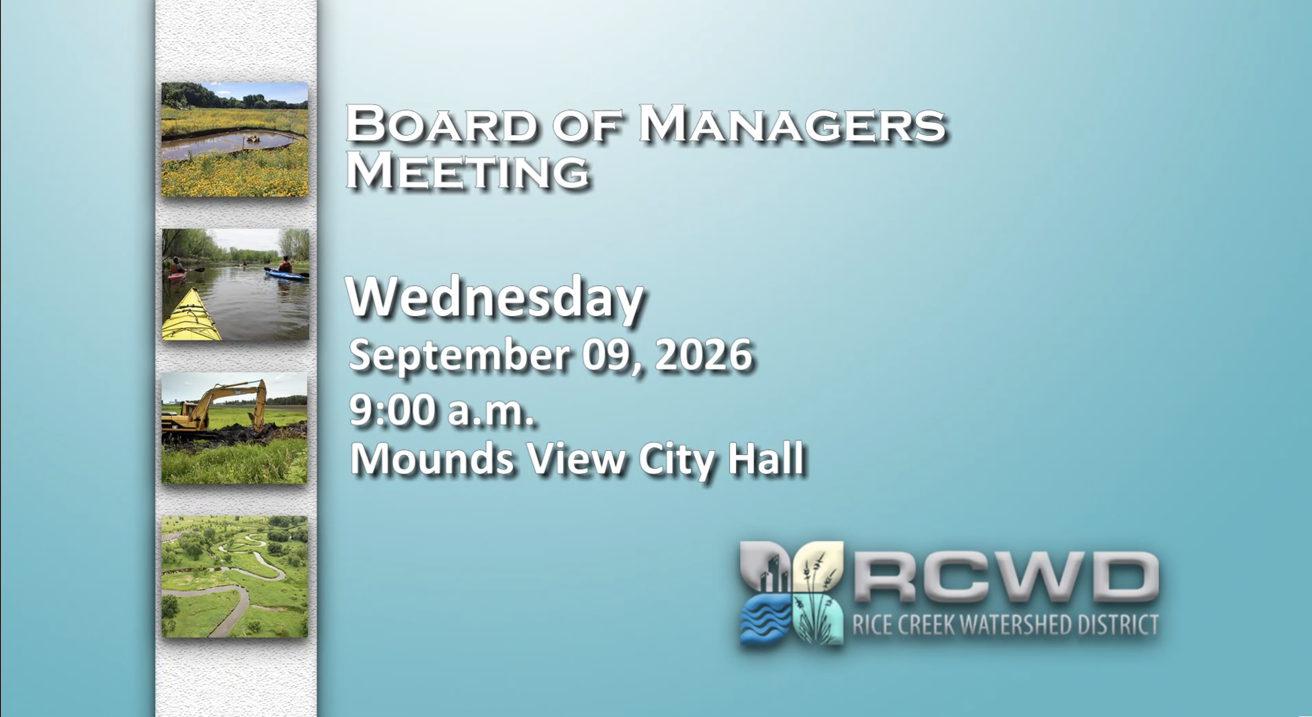 Rice Creek Watershed District Board Meeting - 09/09/2026